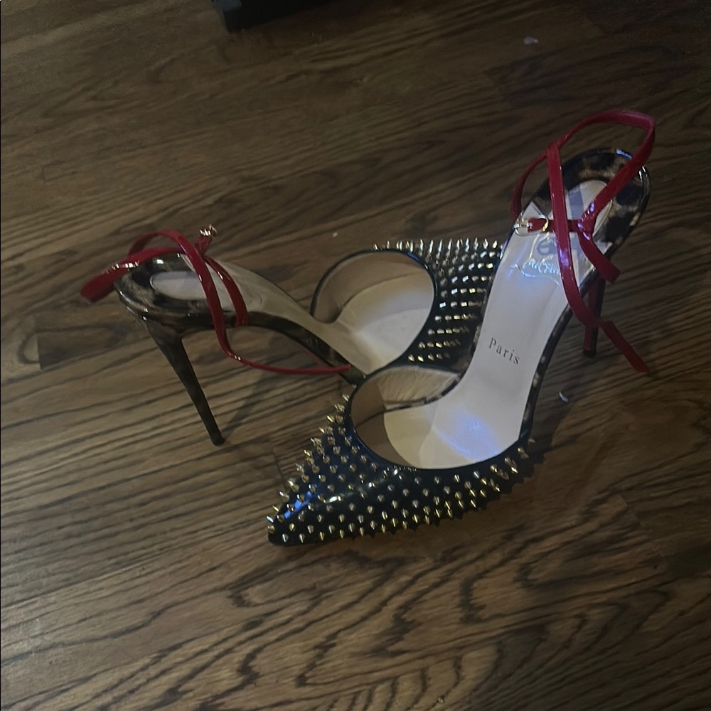 Studded red/black/leopard Christian Louboutin heels 100 MM